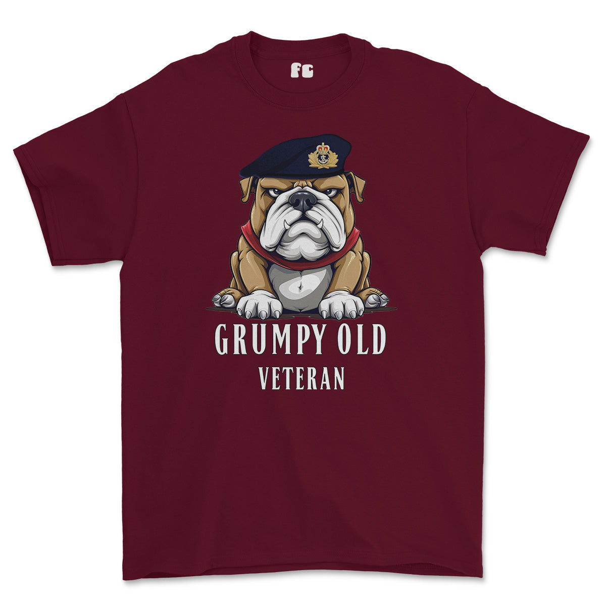 Grumpy Old Royal Navy Officer Printed T-Shirt - Maroon