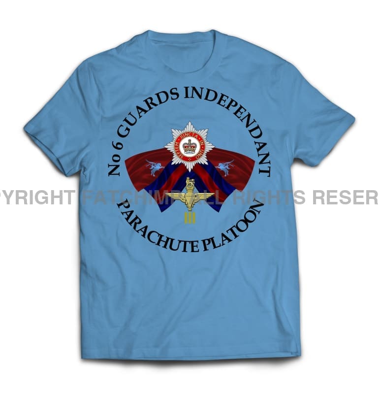 Guards No 6 Independent Parachute Platoon Printed T-Shirt - Carolina Blue