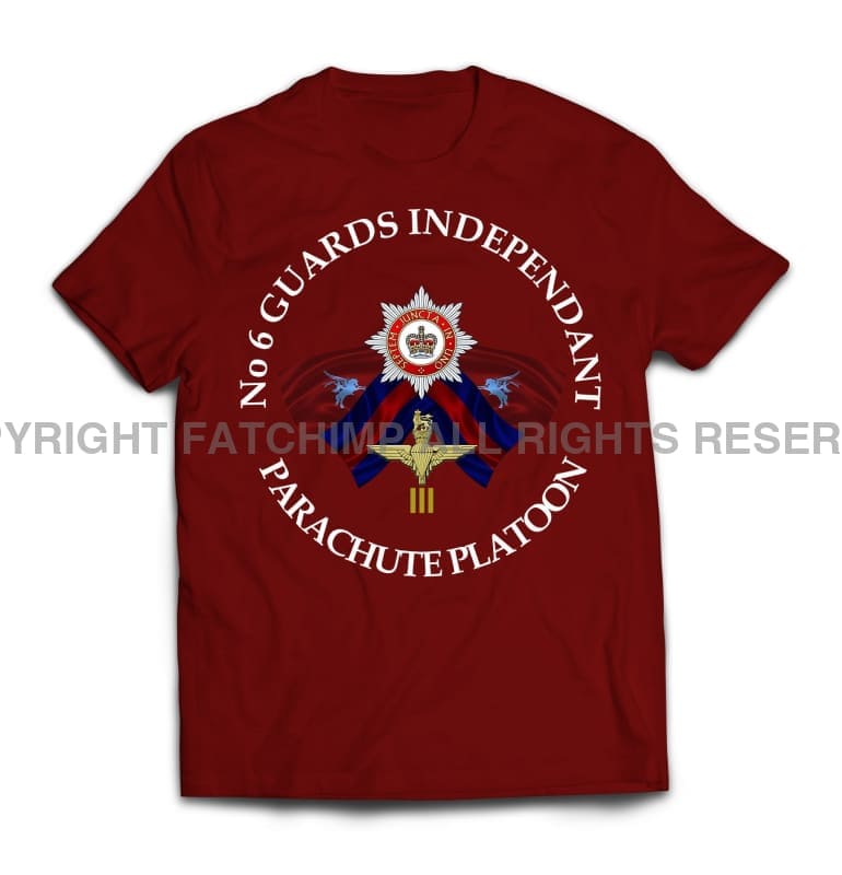 Guards No 6 Independent Parachute Platoon Printed T-Shirt - Maroon