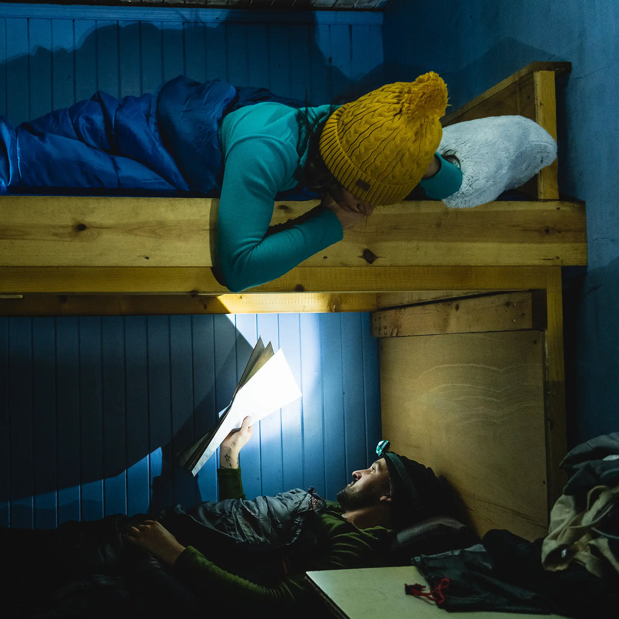 Highlander Hadar Rechargeable Head Torch in the outdoors for hiking