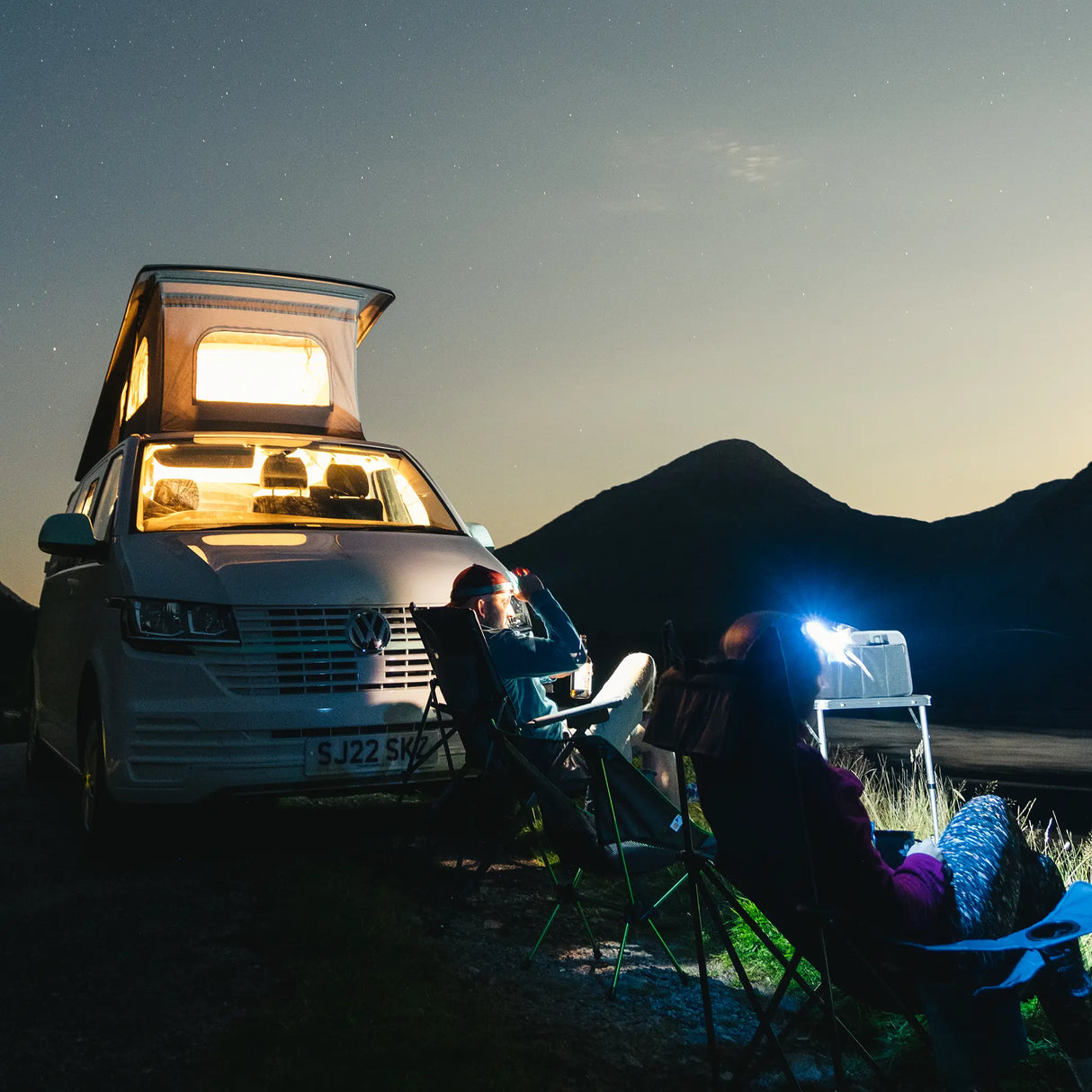 Highlander Hadar Rechargeable Head Torch in the outdoors for hiking