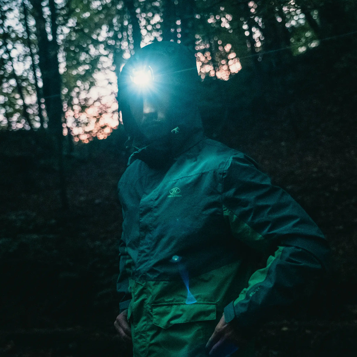 Highlander Hadar Rechargeable Head Torch in the outdoors for hiking