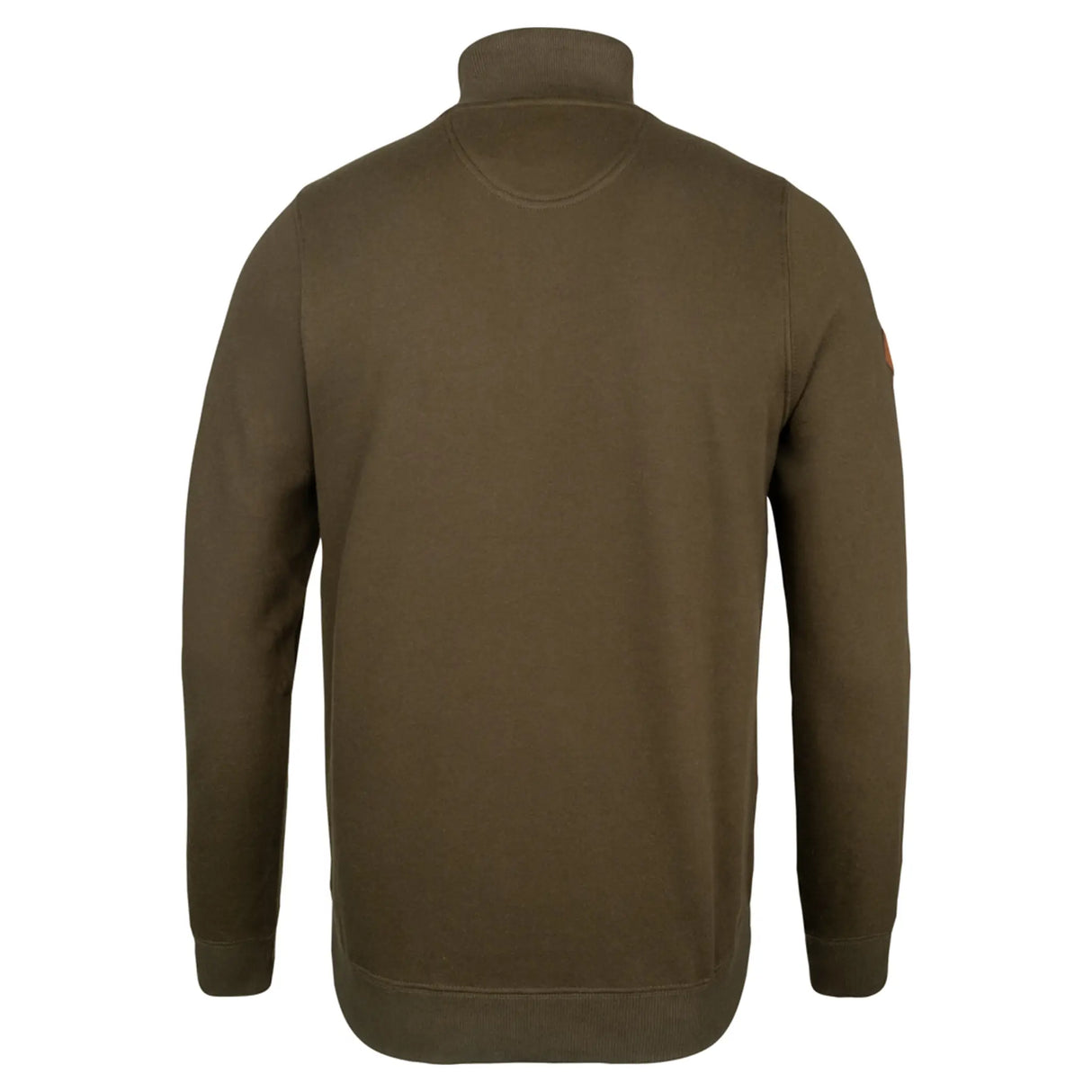Jack Pyke Half Zip Sweatshirt in dark olive from the back on white background