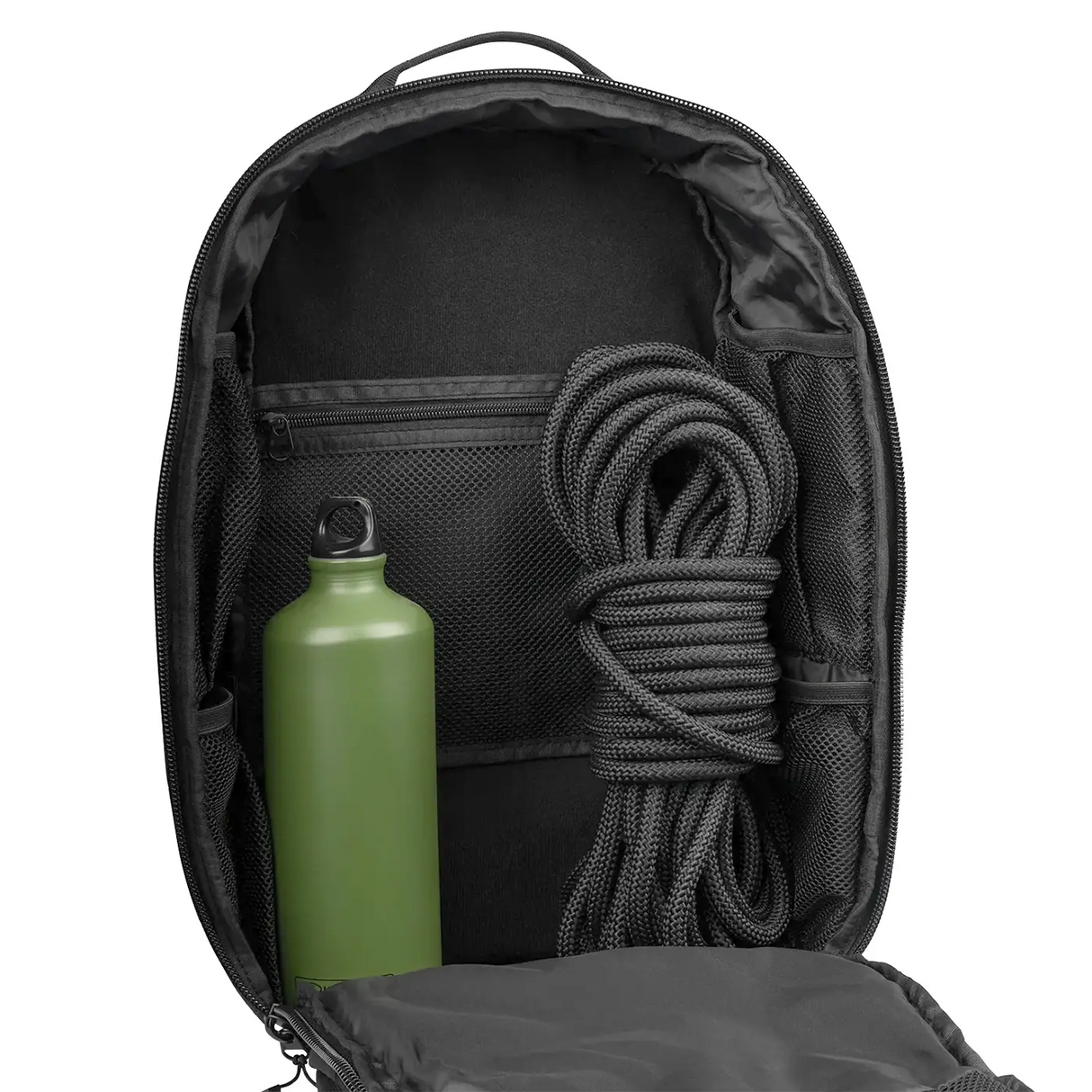 Highlander Harrier 25L MOLLE Rucksack Black clamshell opening | Task Outdoor