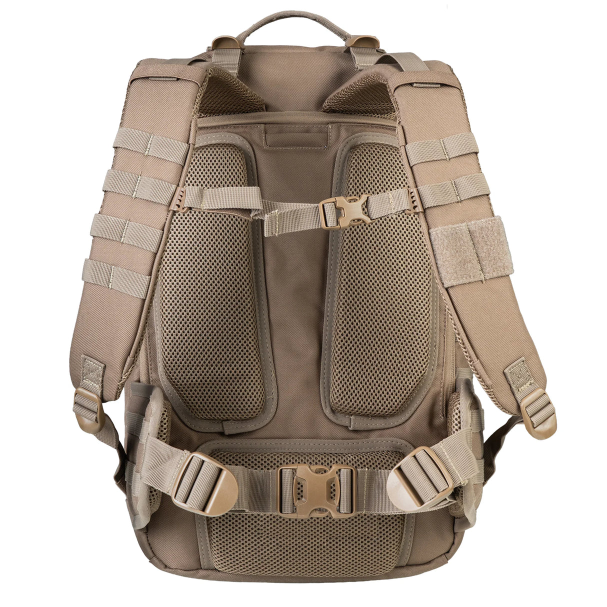 Highlander Harrier 45L MOLLE Rucksack - in coyote brown from the back on white background