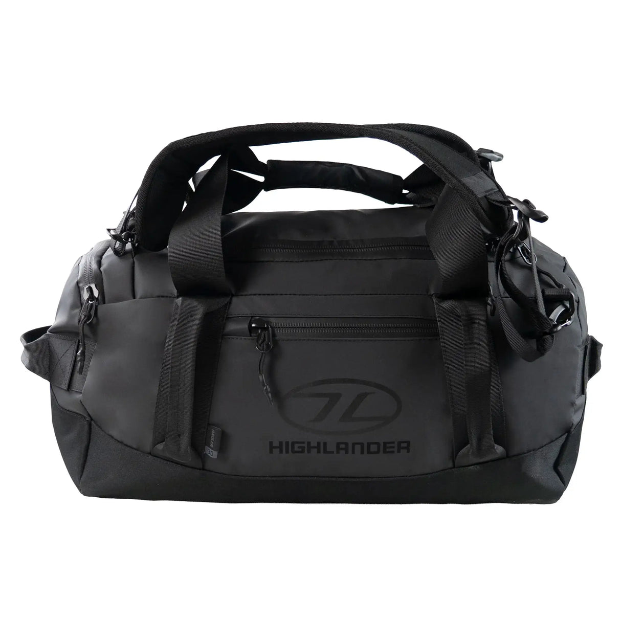 Highlander Hauler Waterproof Duffel Bag 30L in black from the front on white background