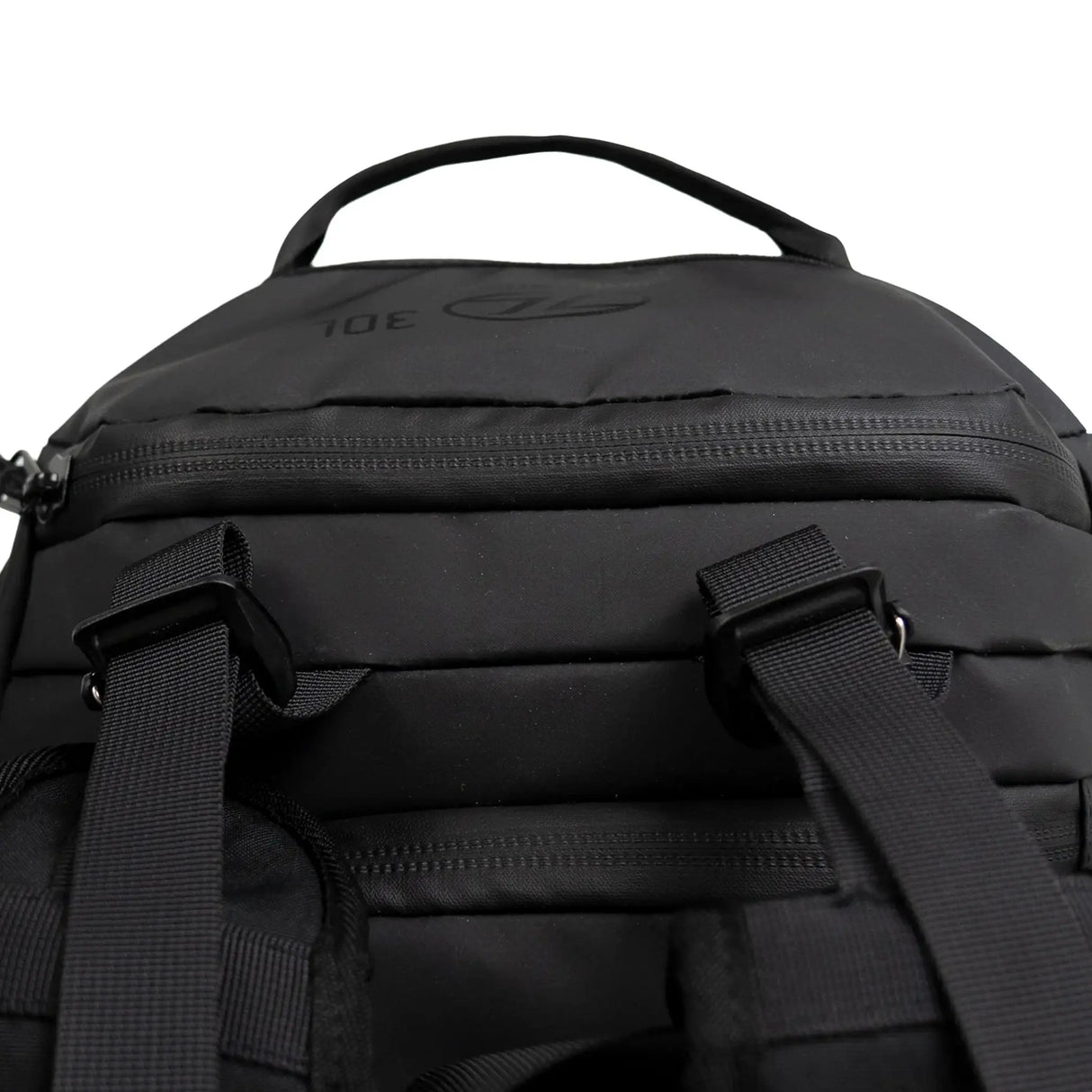 Highlander Hauler Waterproof Duffel Bag 30L in black close up of top
