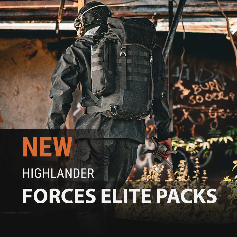 Highlander Forces Elite Packs slide with tactical image for mobile