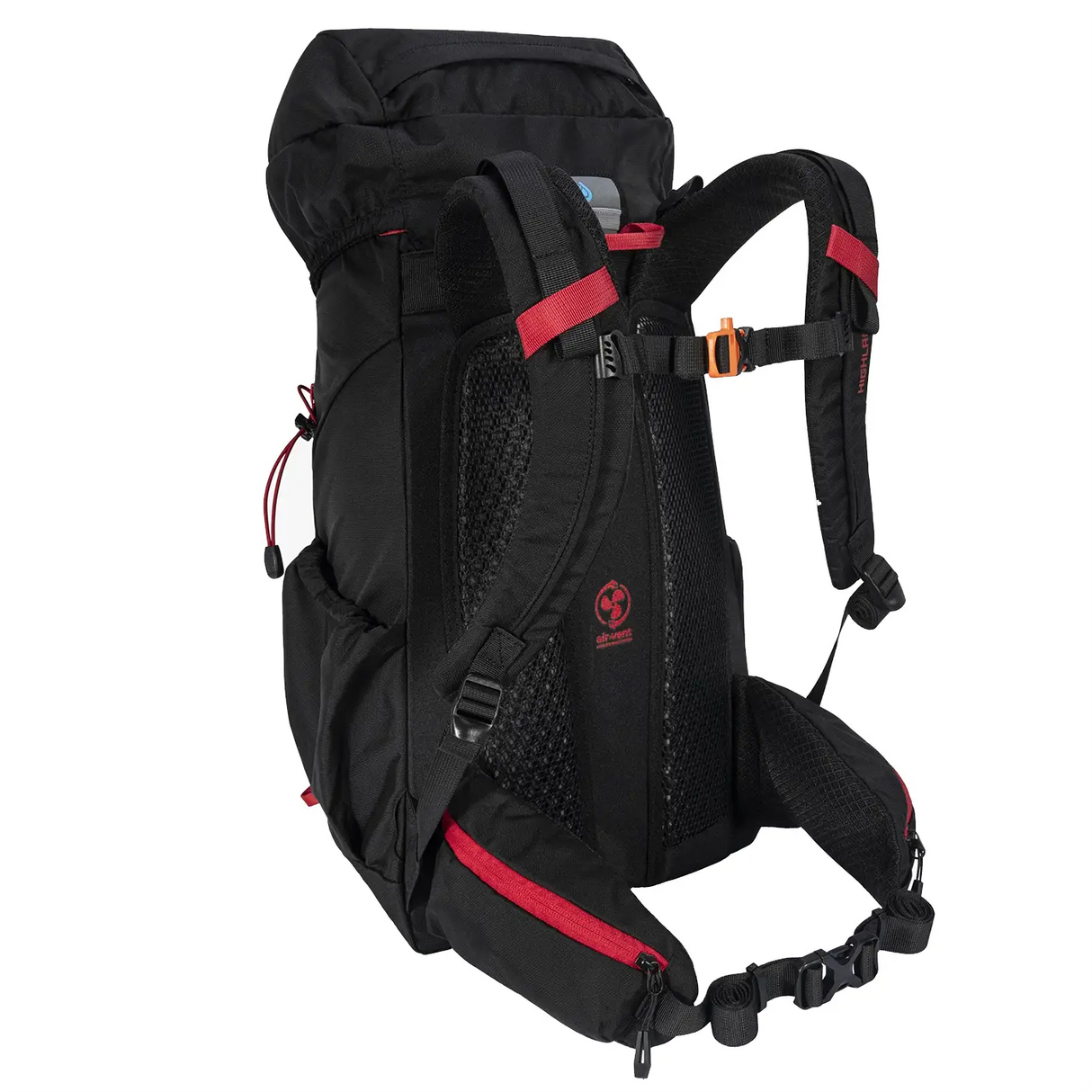 Highlander Ivar 30L Rucksack Men's Black Rear Back System from Side | Task Outdoor