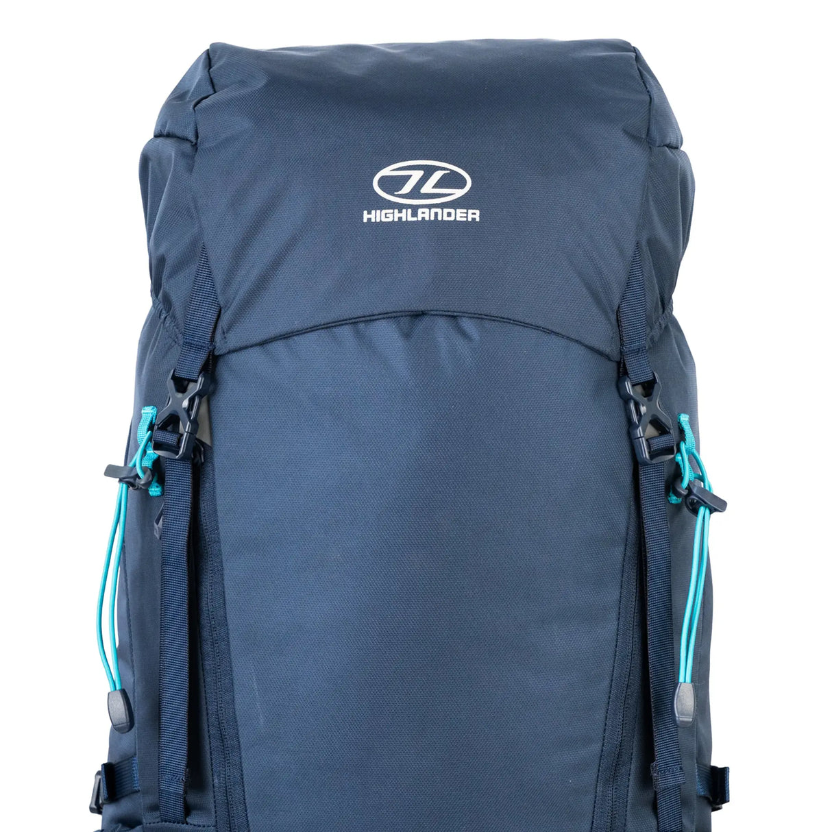 Highlander Ivar Women's Rucksack 50L - Navy Blue front upper detail with side compression cords