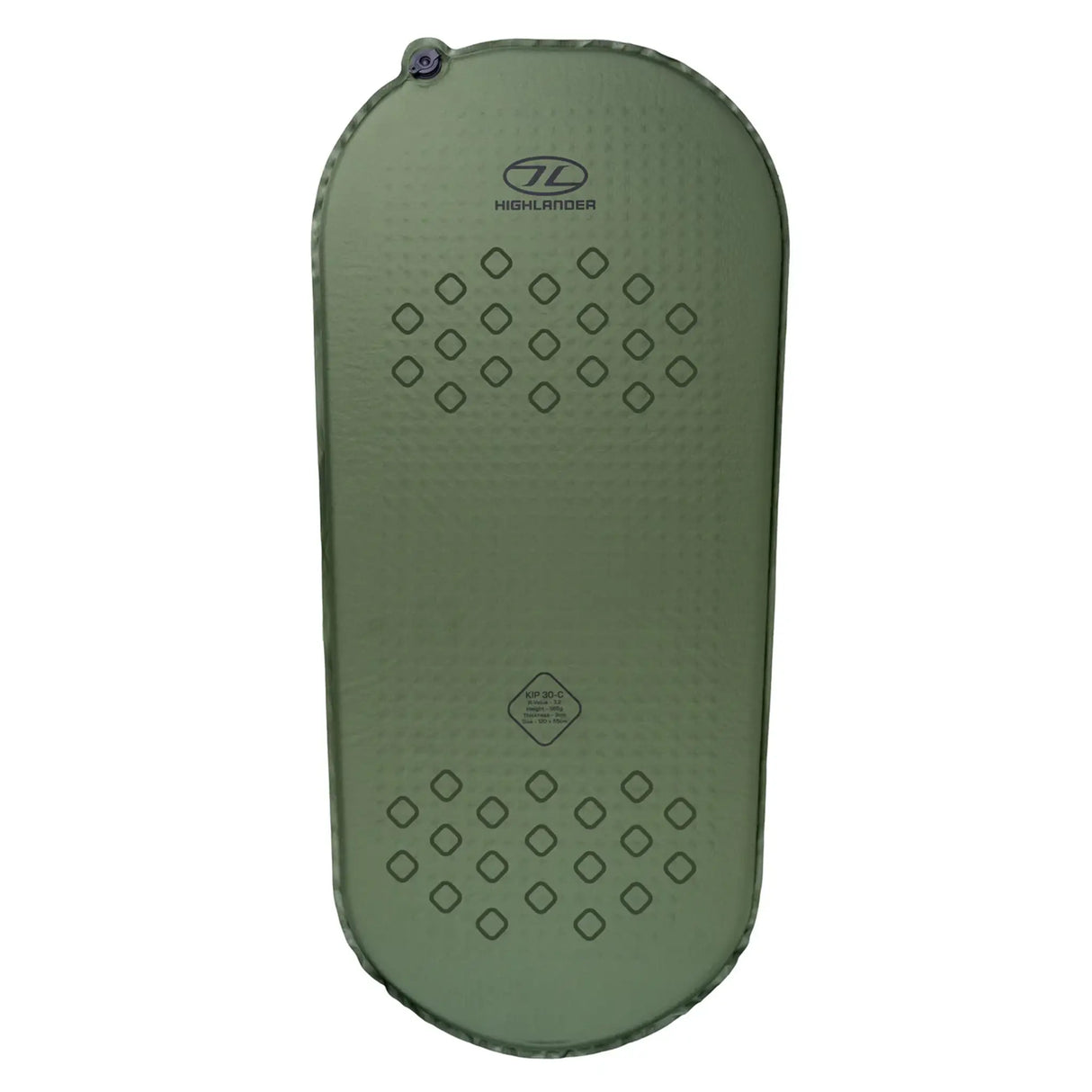 Highlander Kit Compact 30mm Self-Inflating Sleeping Mat in olive green from above
