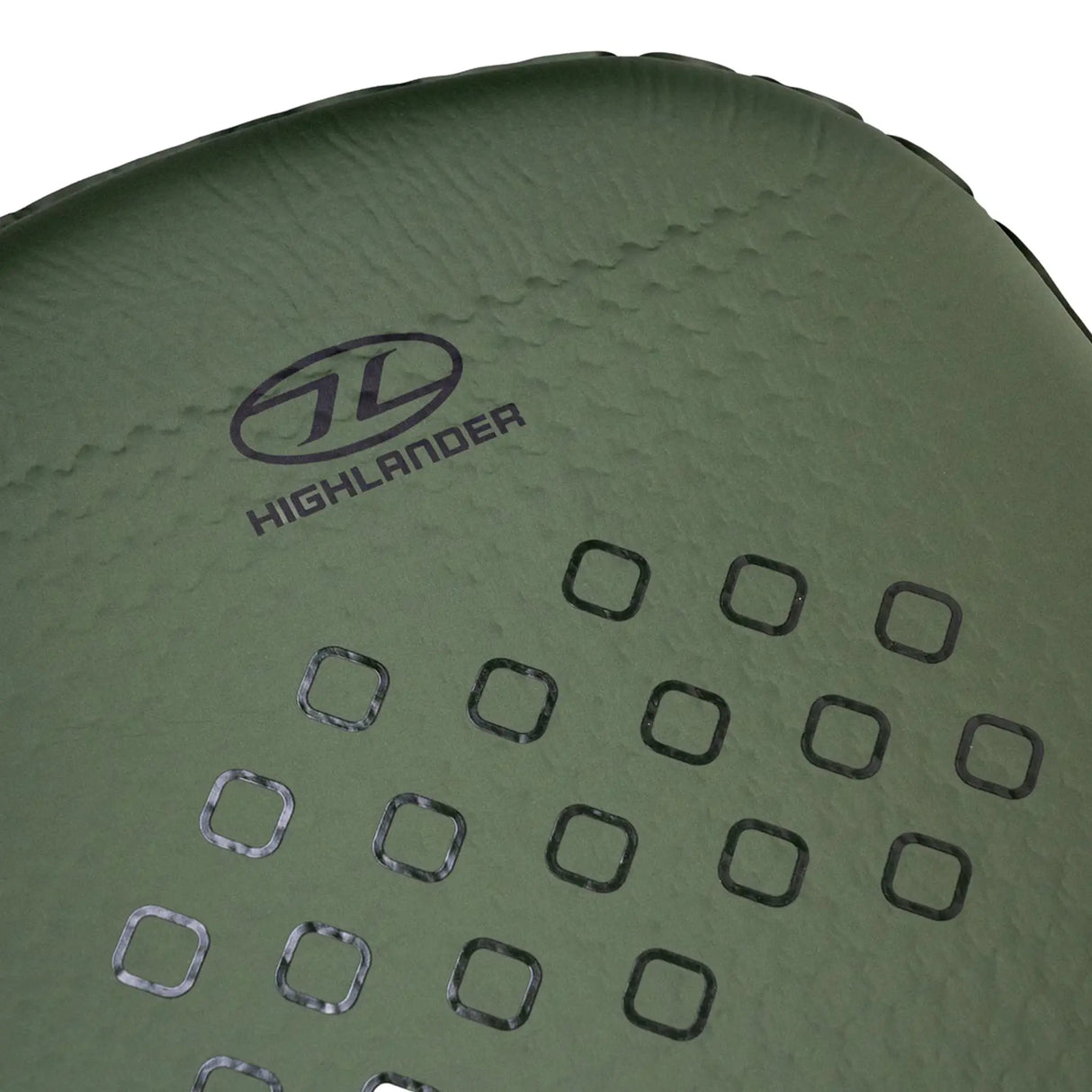 Highlander Kit Compact 30mm Self-Inflating Sleeping Mat in olive green close up of top