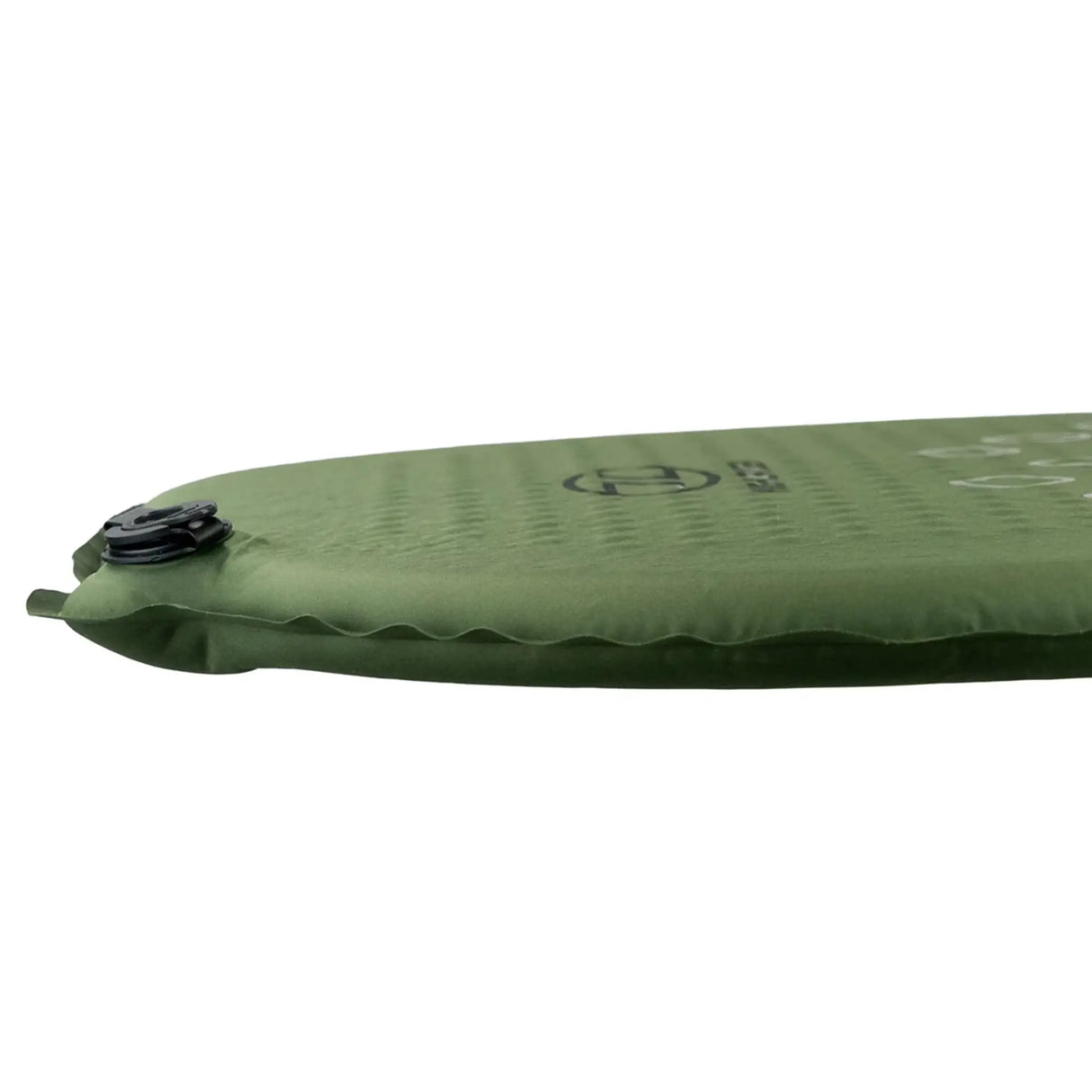 Highlander Kit Compact 30mm Self-Inflating Sleeping Mat in olive green close up of side