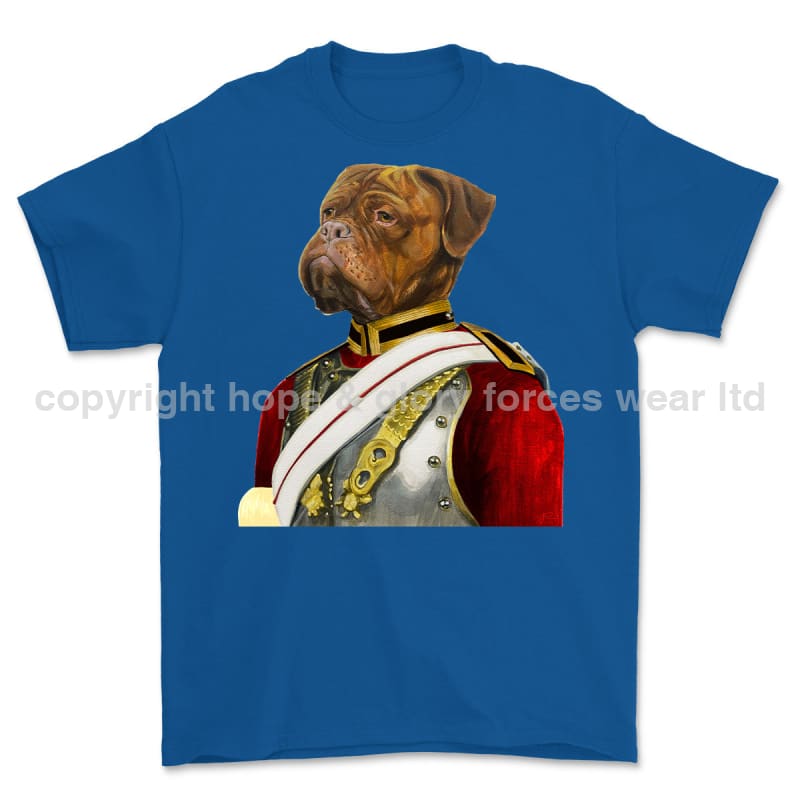 Life Guards Ceremonial Mastiff Dog Art Printed T-Shirt - Royal Blue