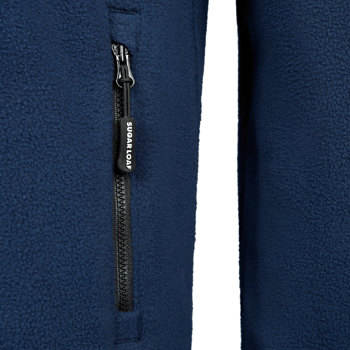 Sugar Loaf Shepherd Polar Fleece Hoodie in Navy Blue close up of material