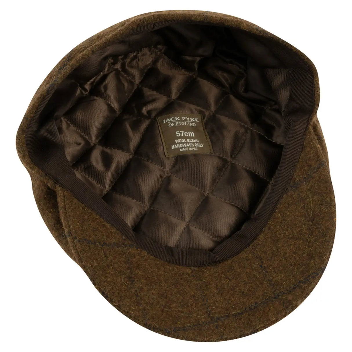 Jack Pyke Newsboy Cap in brown tweed close up of lining