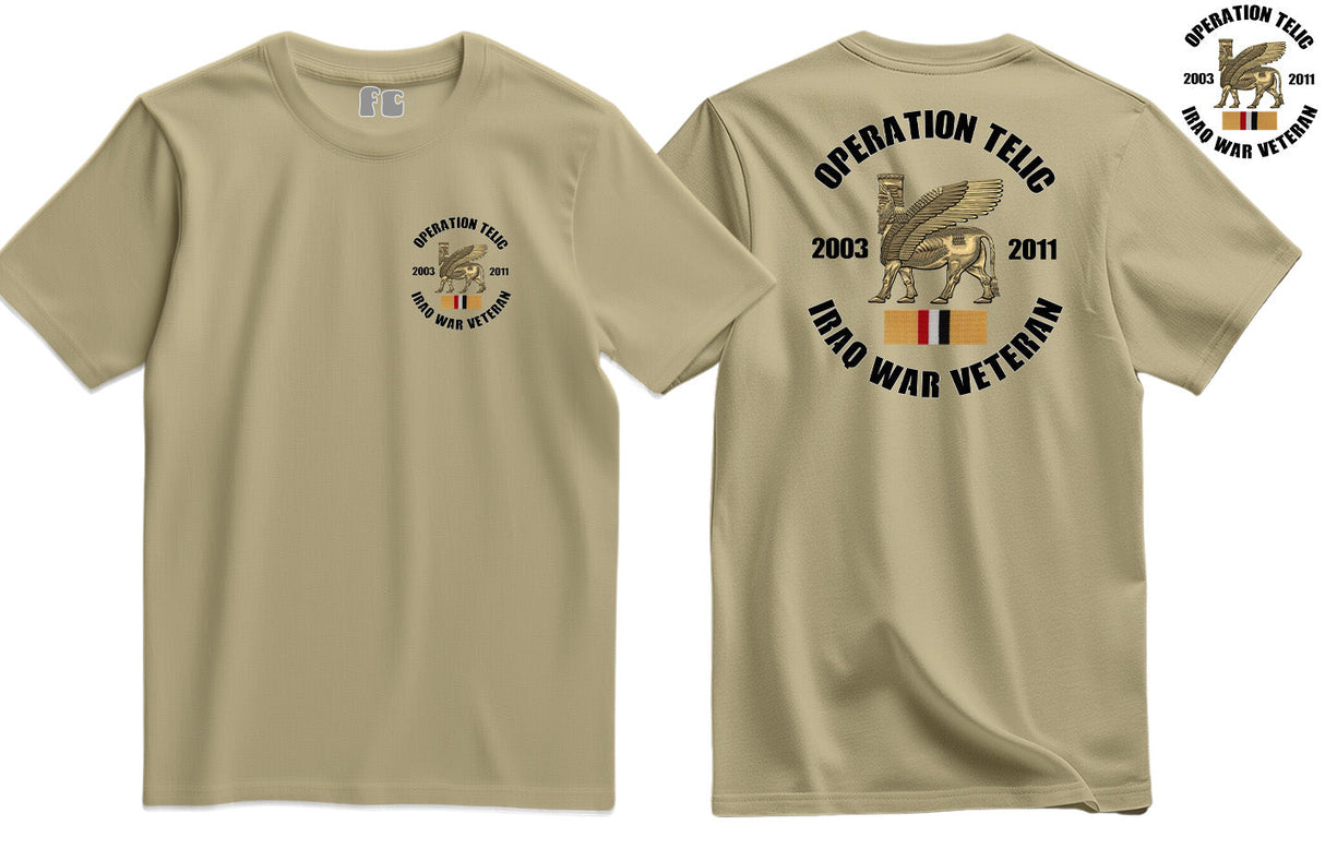 OP Telic Iraq War Veteran Double Side Printed T-Shirt - Sand