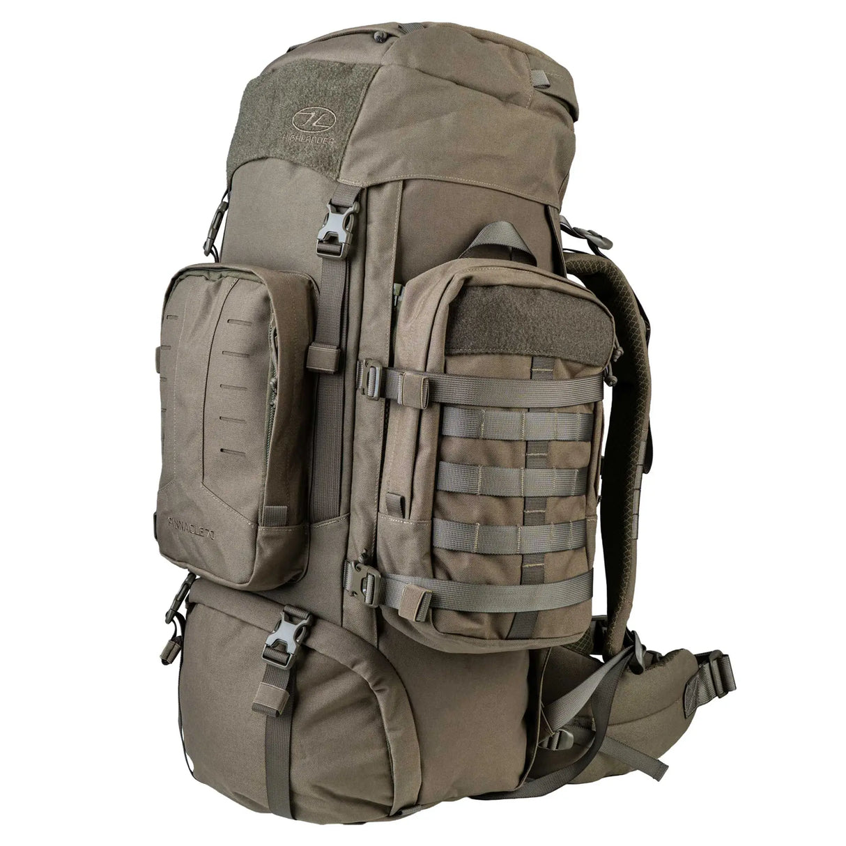 Highlander Pinnacle Rucksack 70L in ranger green front on white background