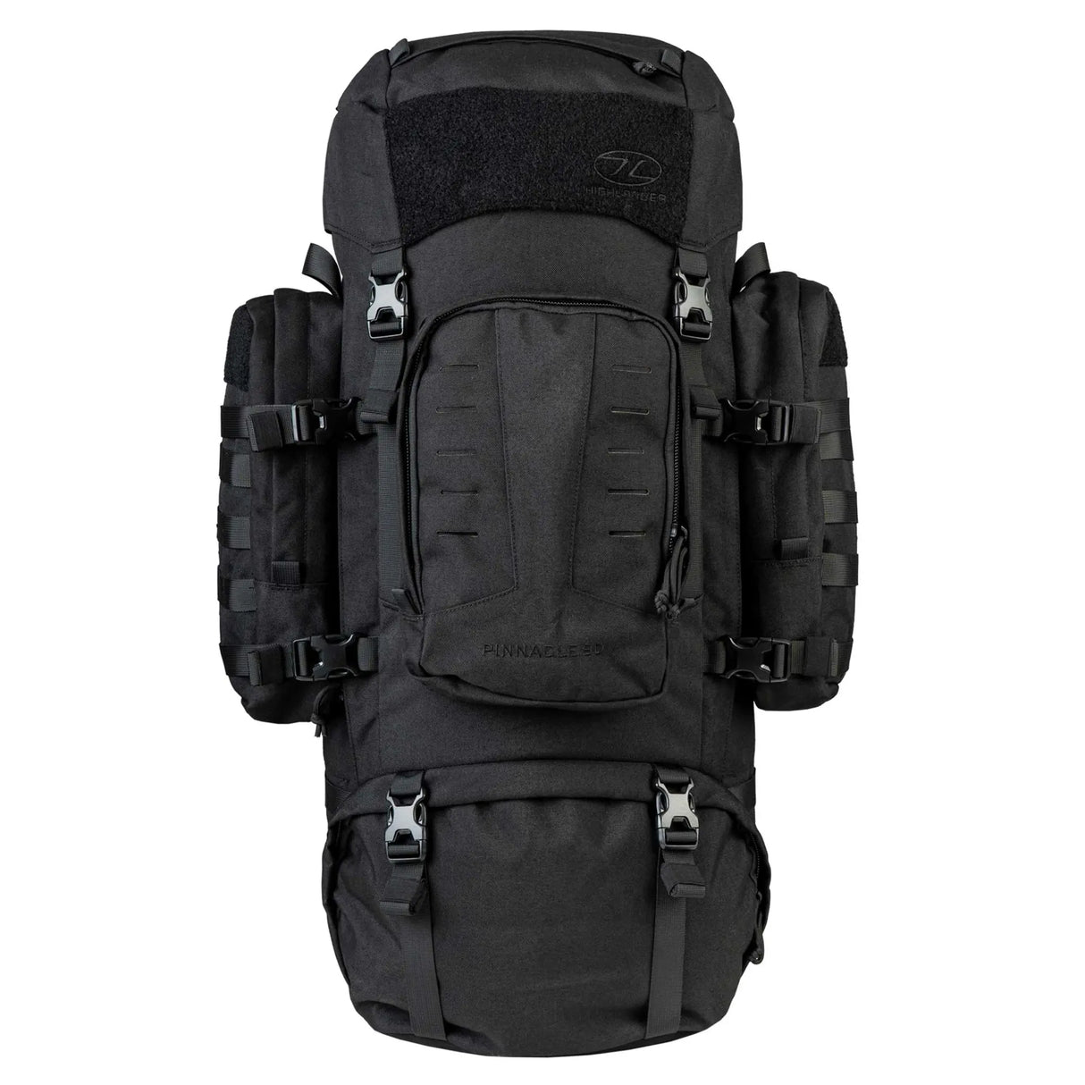 Highlander Pinnacle Rucksack 90L in black front on white background