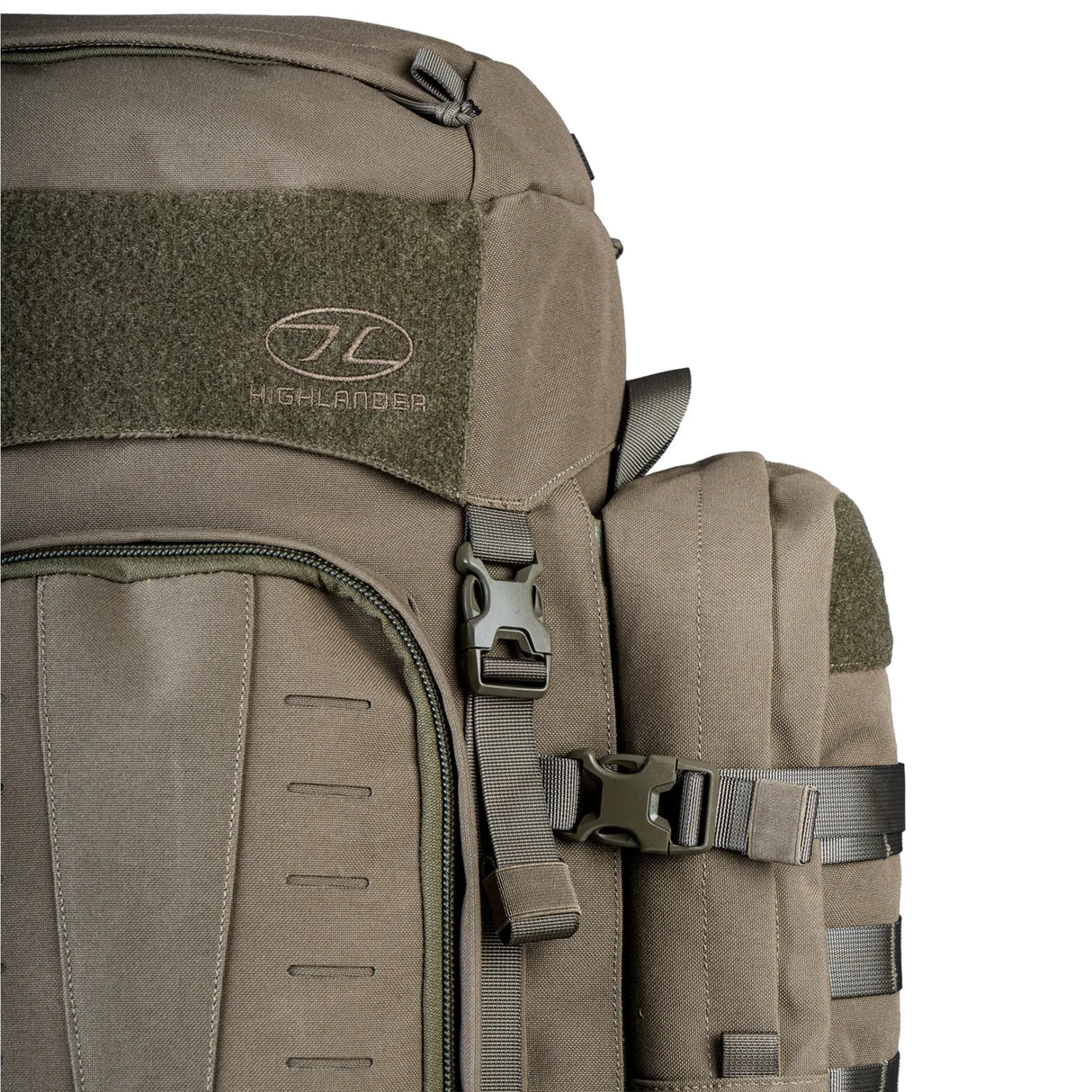 Highlander Pinnacle Rucksack 90L in ranger green top on white background