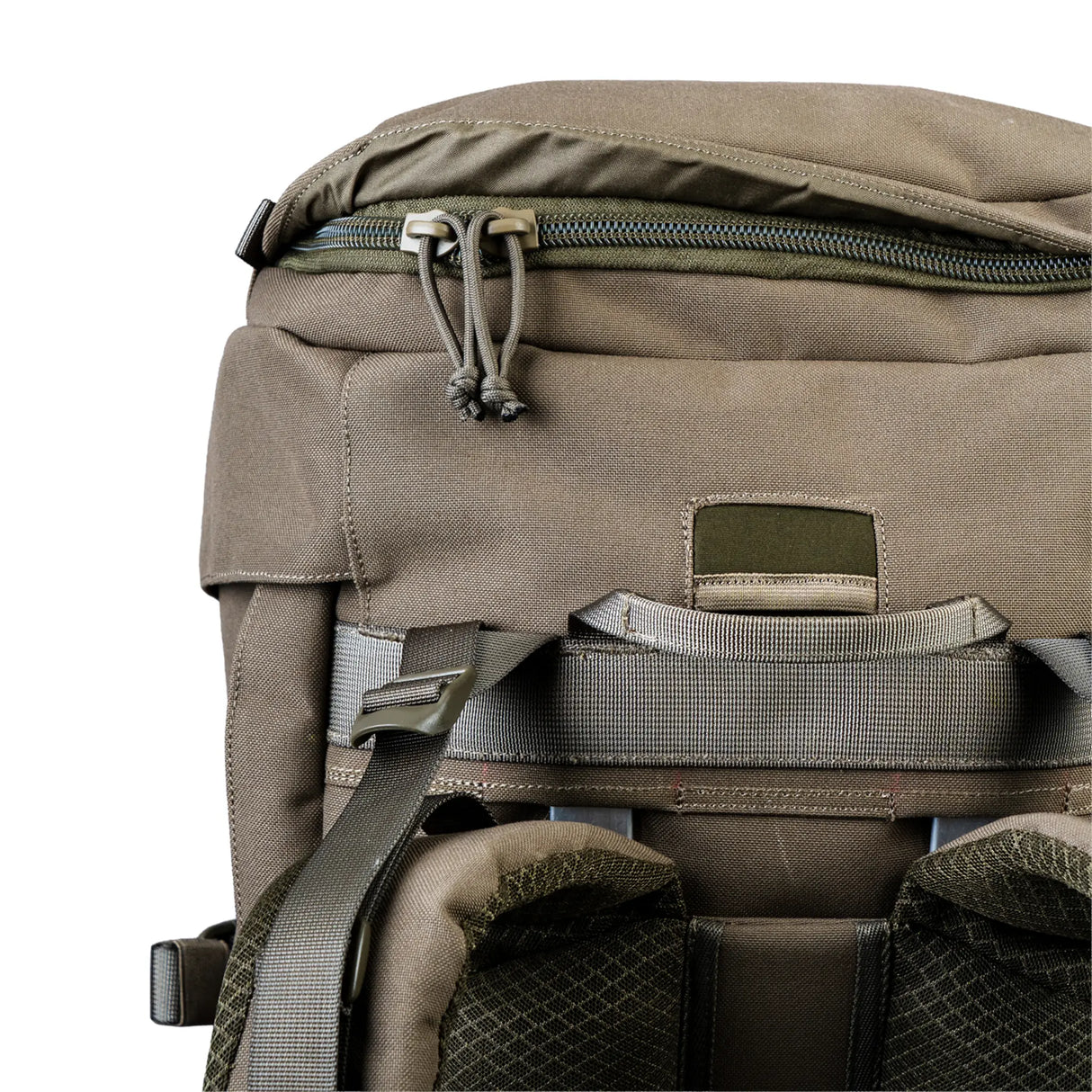 Highlander Pinnacle Rucksack 90L in ranger green lid zip on white background