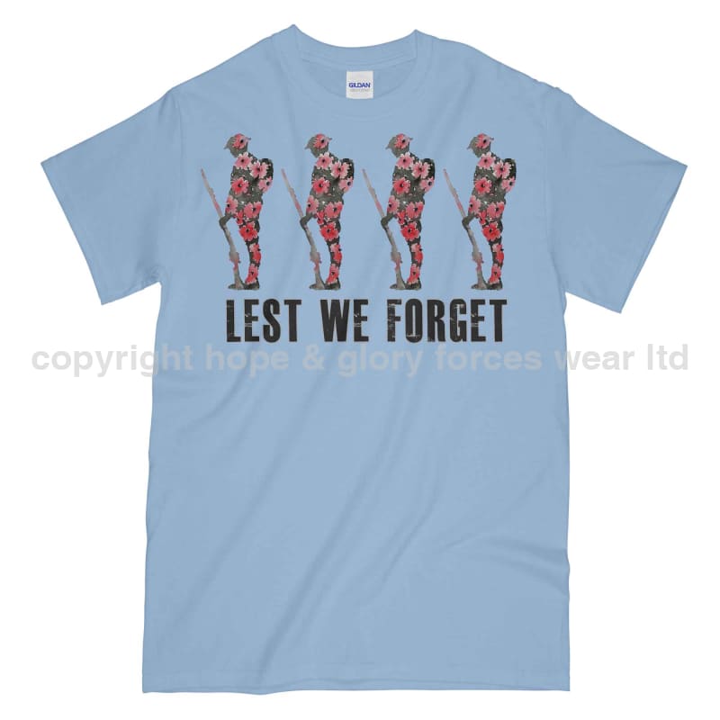 Poppy WW1 Tommy Lest We Forget Printed T-Shirt - Carolina Blue