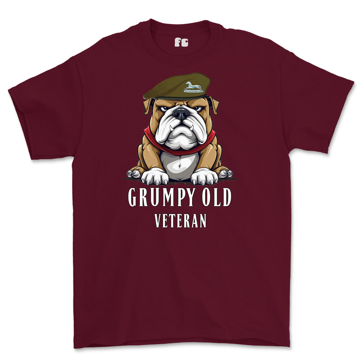 Grumpy Old PWO Own Regiment of Yorkshire Veteran Printed T-Shirt - Maroon