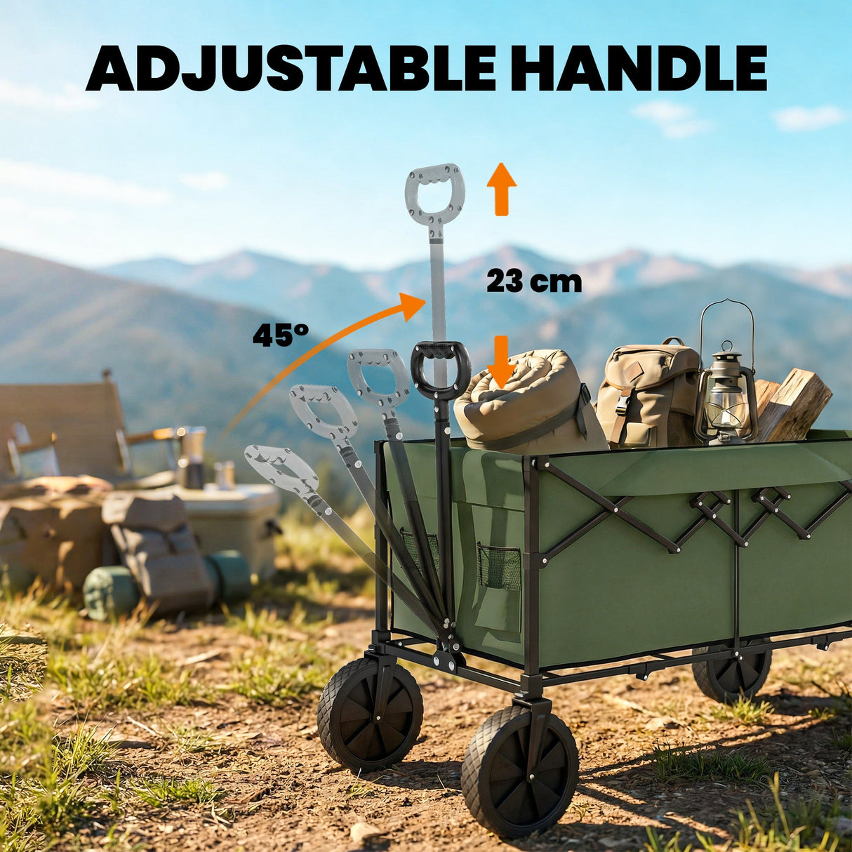Outsunny 95L Festival Trolley on Wheels - Dark Green folded profile
