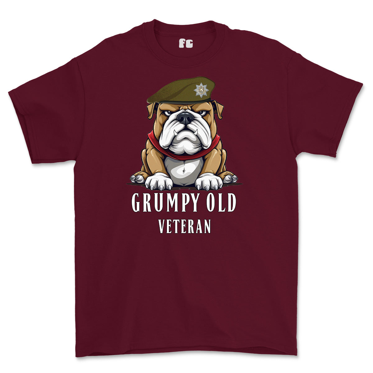 Grumpy Old Royal Anglian Veteran Printed T-Shirt - Maroon