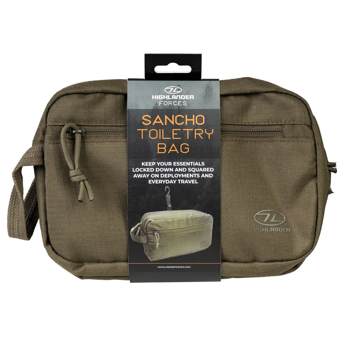Highlander Sancho Toiletry Bag in ranger green front on white background