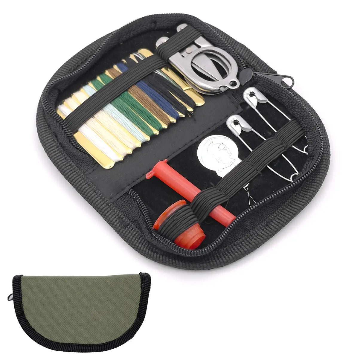 Mil-Tec Compact Sewing Kit with Zip Pouch Olive Green | Task Outdoor