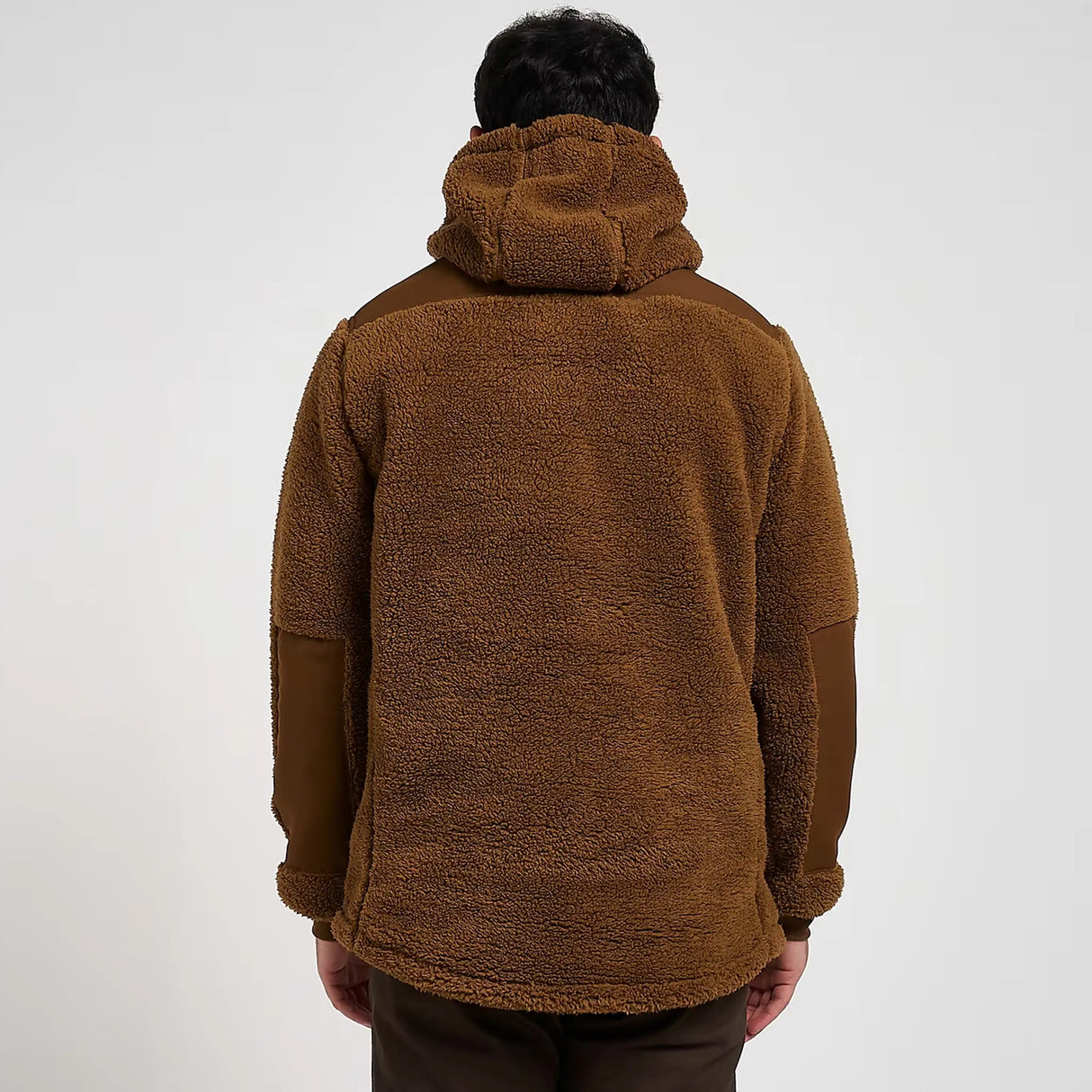 Jack Pyke Sherpa Fleece Hoodie Gen2 in camel from the back on white background