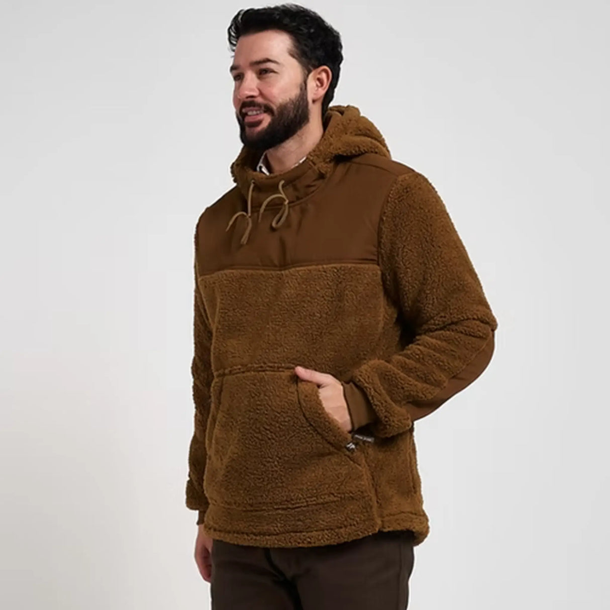 Jack Pyke Sherpa Fleece Hoodie Gen2 in camel from the front left on white background