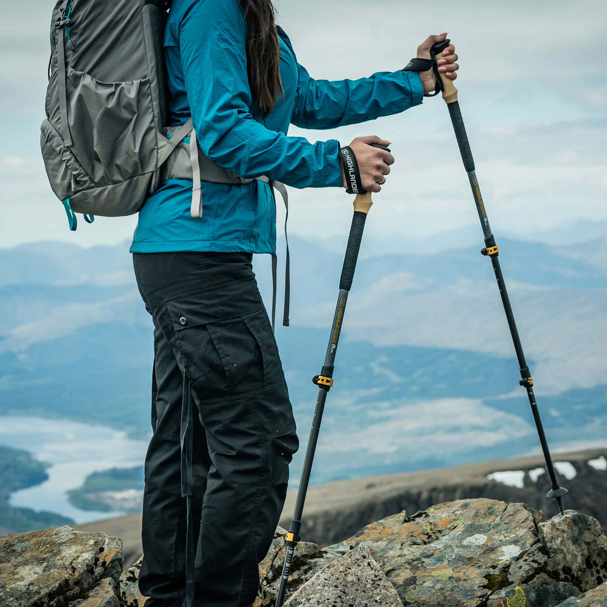 Highlander Skye Carbon Fibre Walking Poles - Set of 2 in the outdoors for hiking