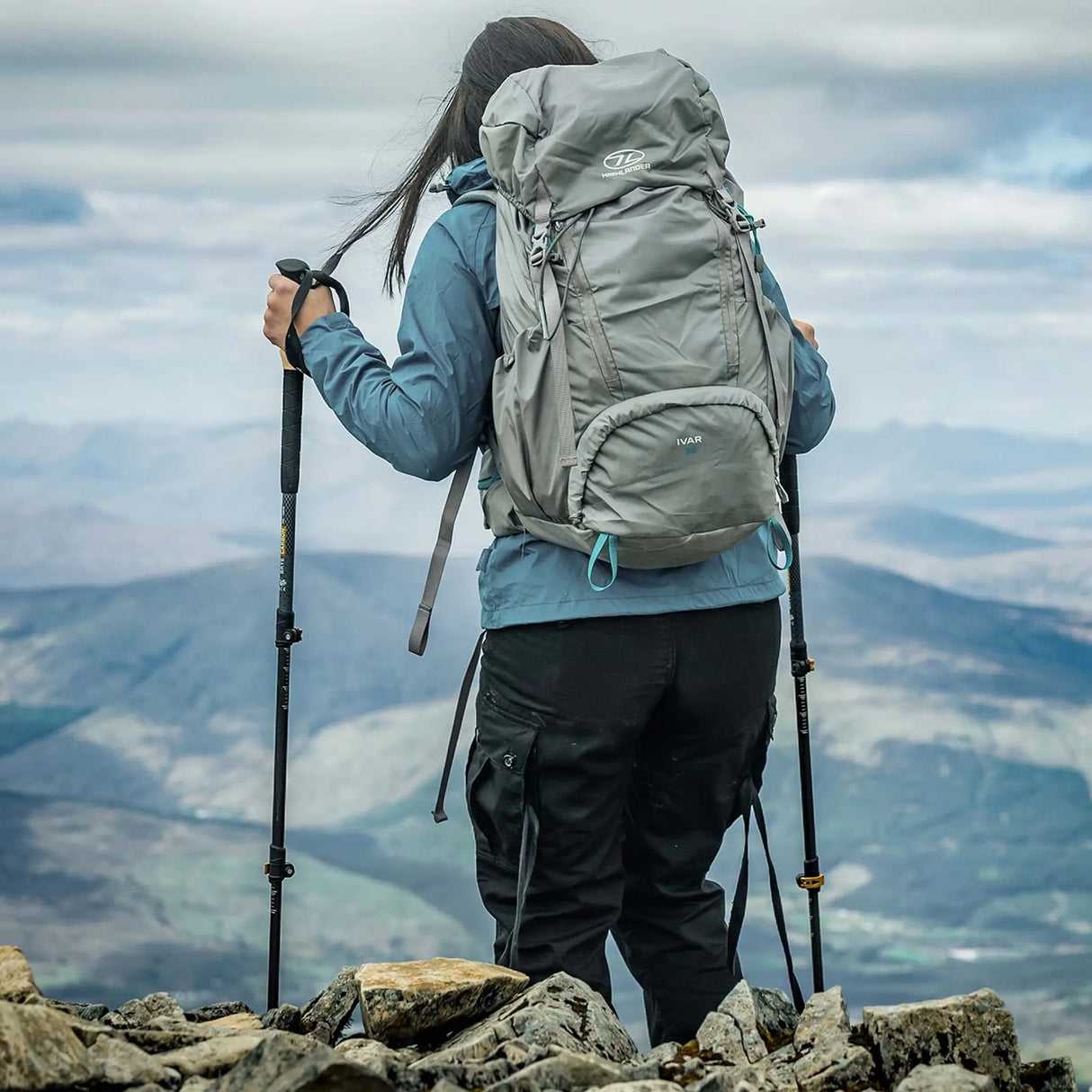 Highlander Skye Carbon Fibre Walking Poles - Set of 2 in the outdoors for hiking