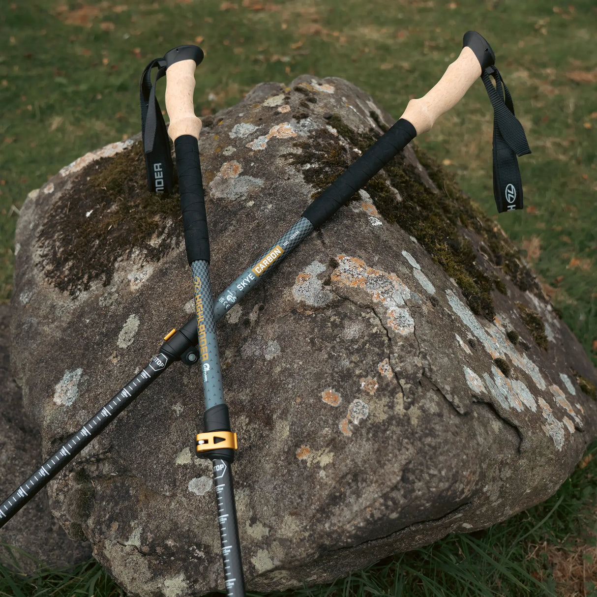 Highlander Skye Carbon Fibre Walking Poles - Set of 2 in the outdoors for hiking