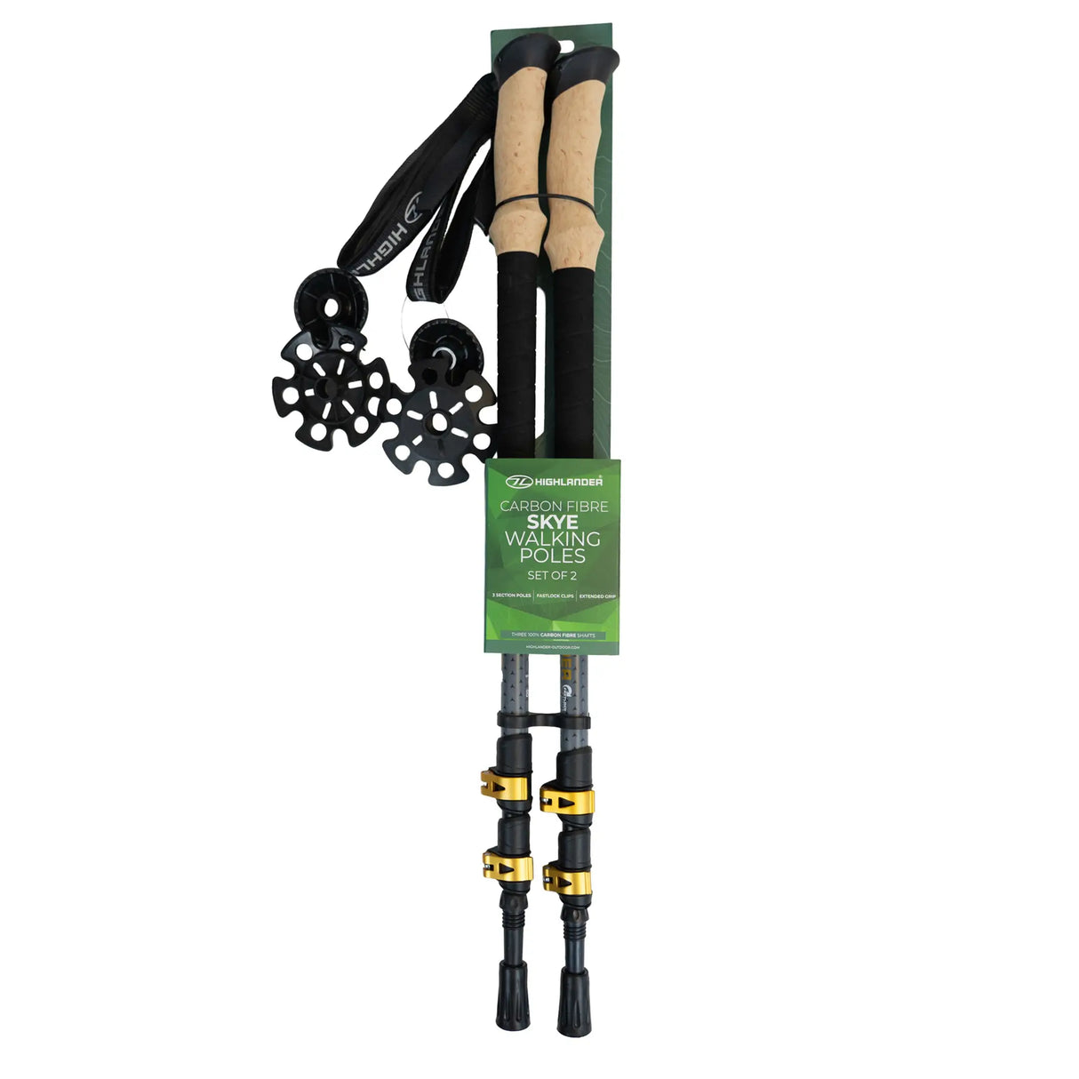Highlander Skye Carbon Fibre Walking Poles - Set of 2 on white background