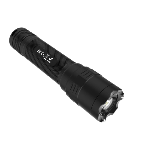Skywoods TZL3000 Zoomable Torch Light - barrel detail with CE, FCC and recycling markings