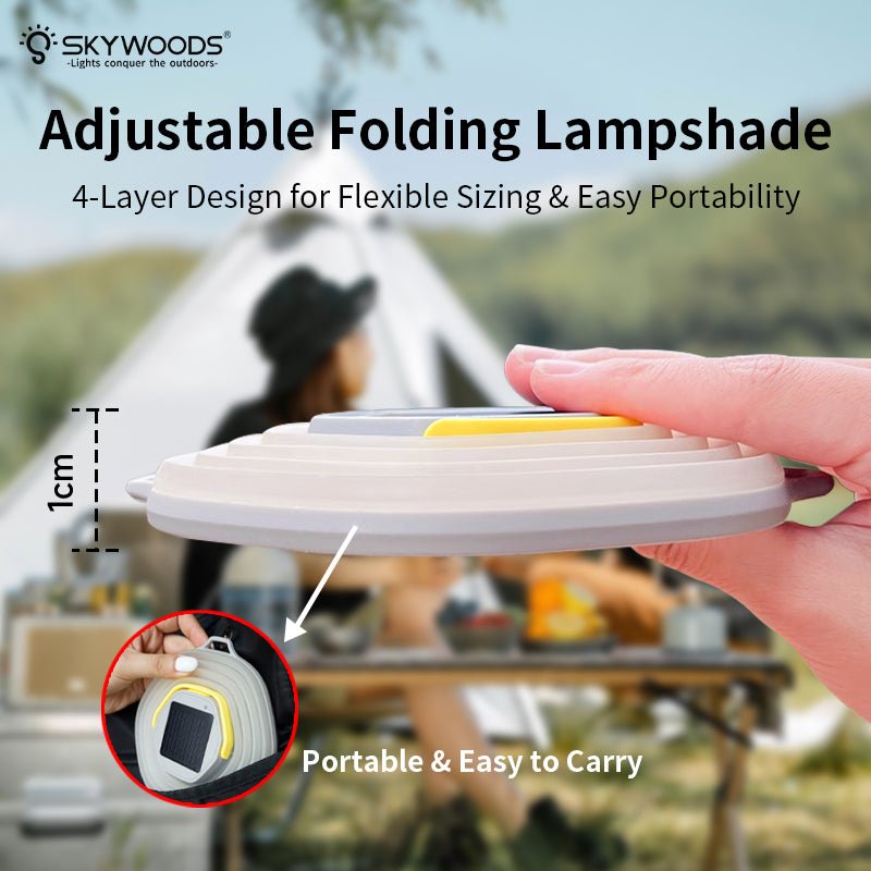Skywoods L51980 Solar Camping Lantern - four layer folding lampshade collapsing flat