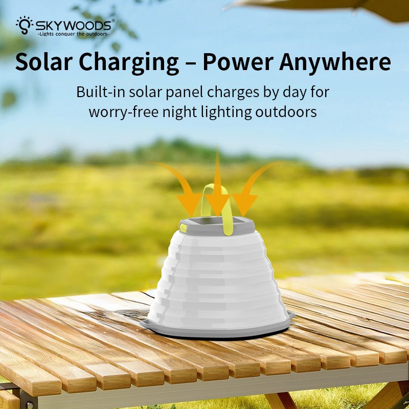 Skywoods L51980 Solar Camping Lantern - built-in solar panel charging in daylight