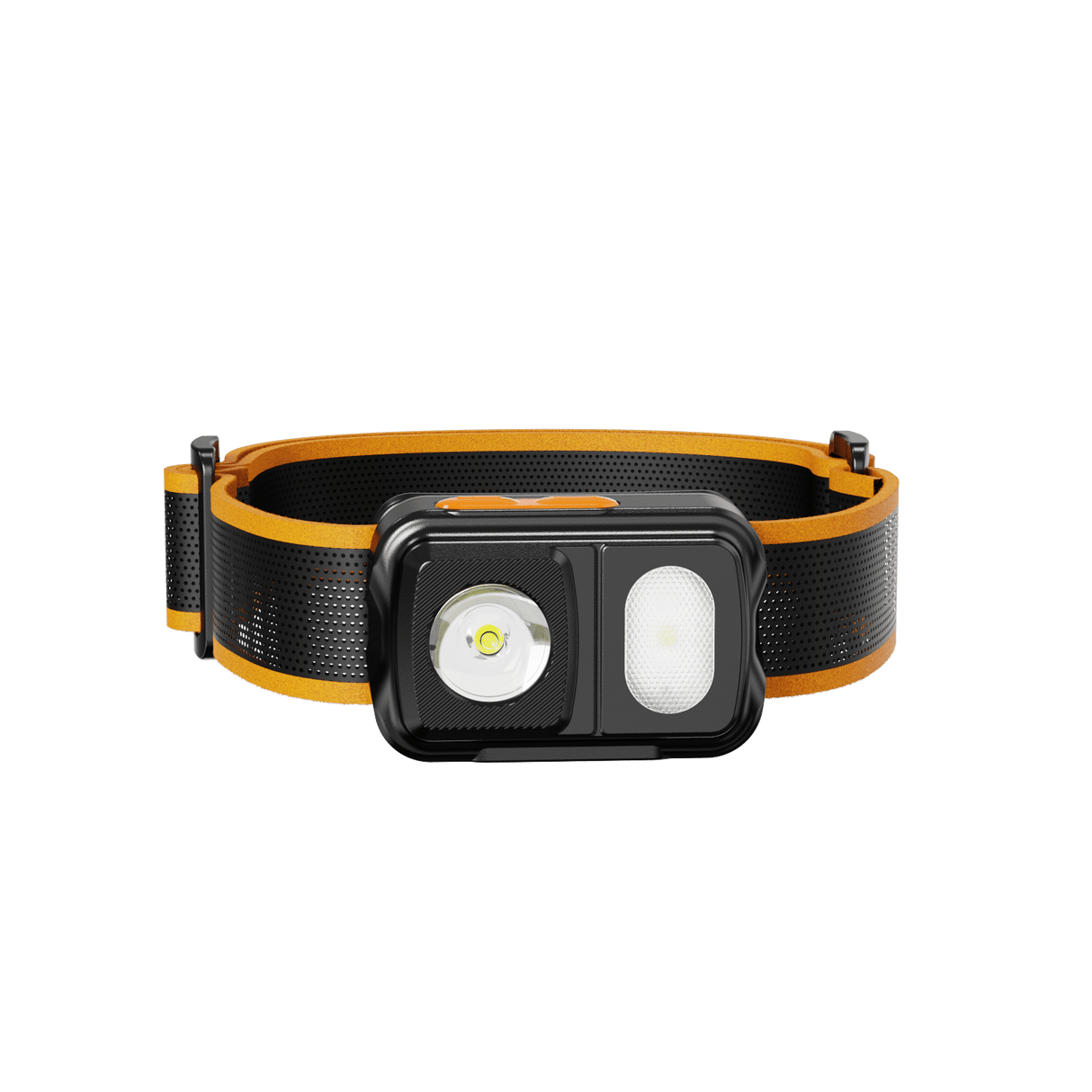 Skywoods OHL550 Headlamp - head-on view of the spot and flood lenses