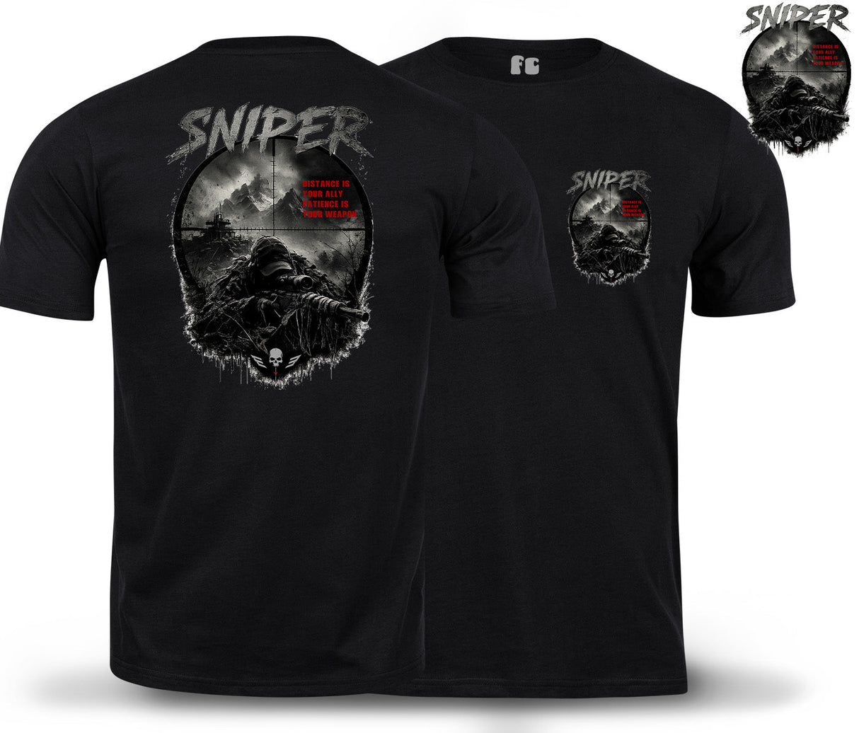 Sniper Dark Ops Double Print T-Shirt - Black