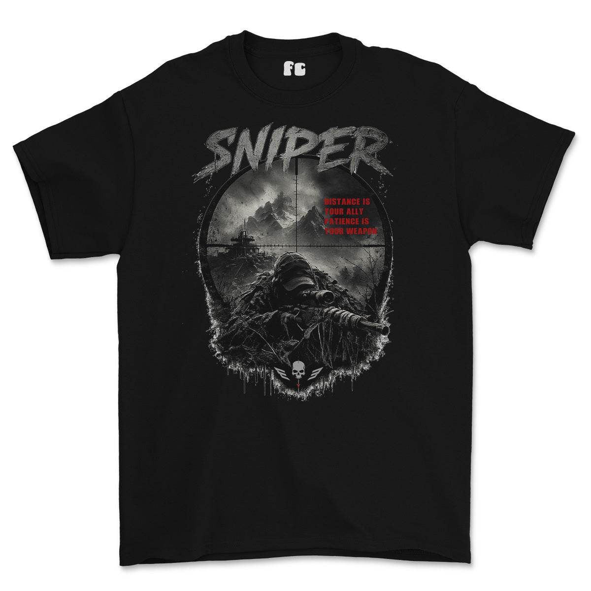 Sniper Dark Ops Printed T-Shirt - Black (alternate view)