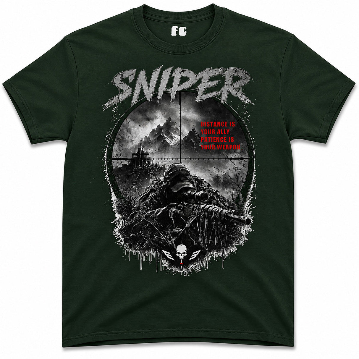 Sniper Dark Ops Printed T-Shirt - Green