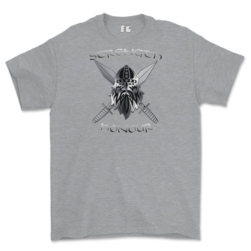 Strength and Honour Cross Swords Printed T-Shirt - Sports Grey