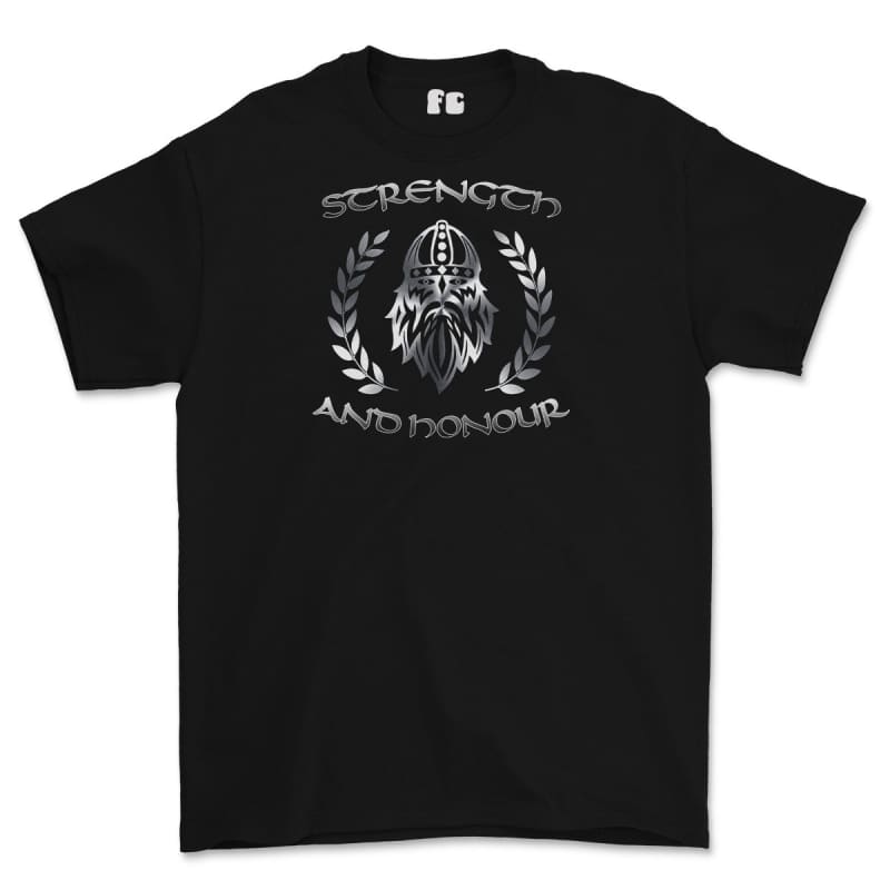 Strength and Honour Laurel Reaf Printed T-Shirt - Black