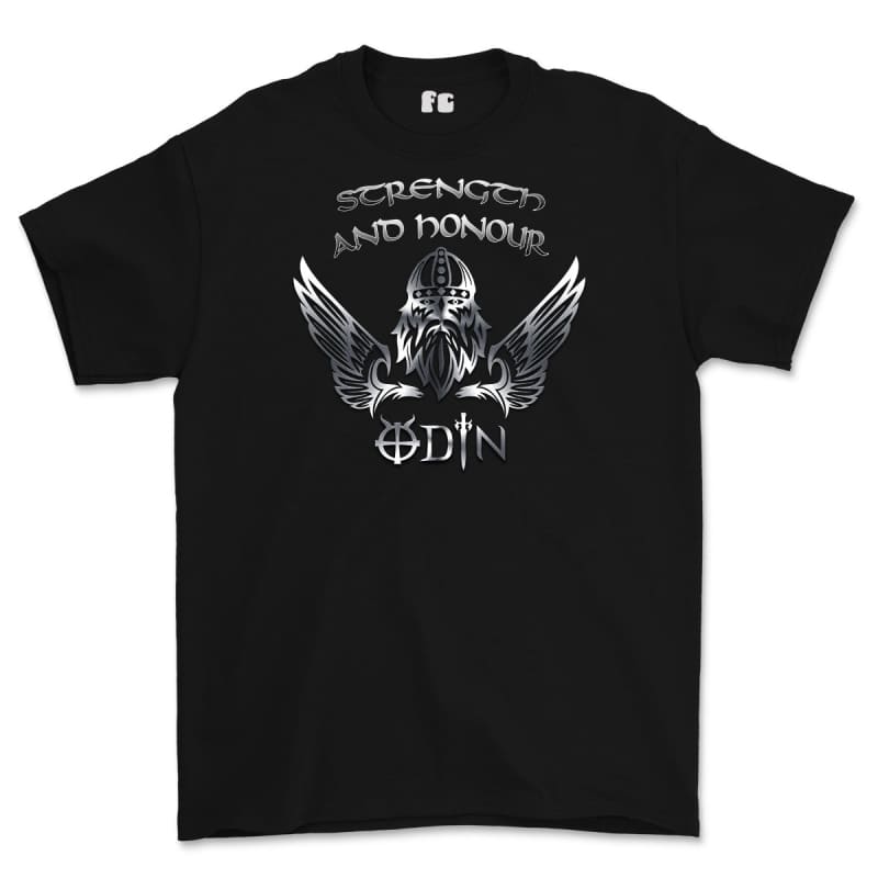 Strength and Honour Odin Printed T-Shirt - Black