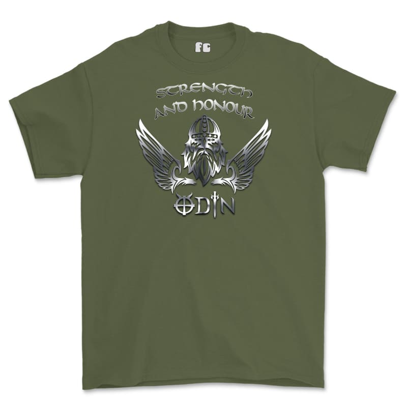 Strength and Honour Odin Printed T-Shirt - Military Green