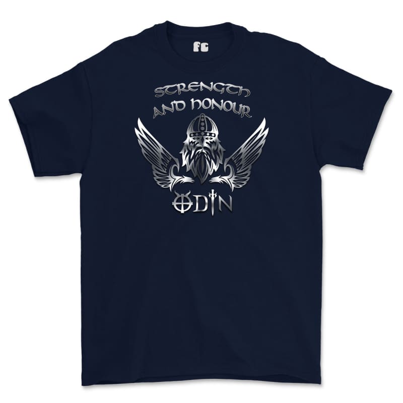 Strength and Honour Odin Printed T-Shirt - Navy Blue