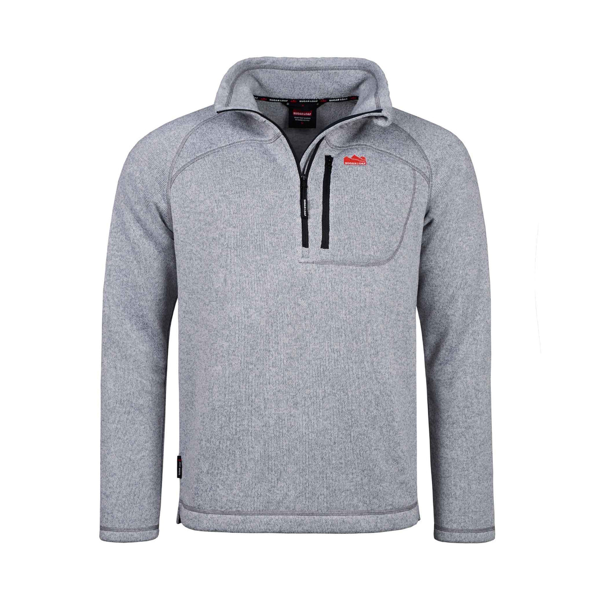 Sugar Loaf Fell Half Zip Fleece Top in Ash Grey from the front on white background